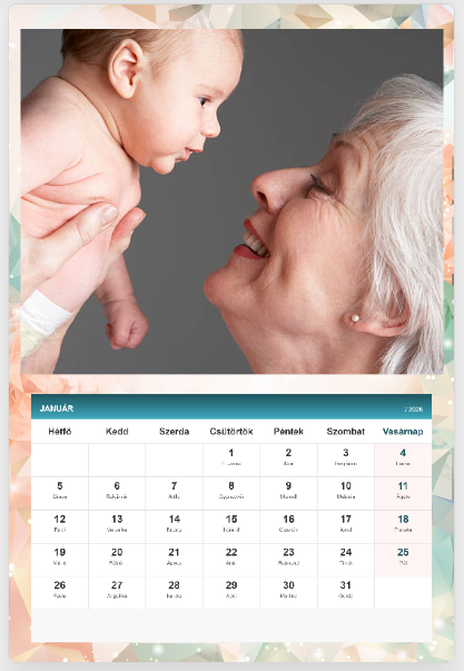Fényképes naptár A4 méret 2026 - Shapes