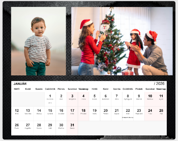 Fényképes naptár Asztali 20x16 - BlackWood