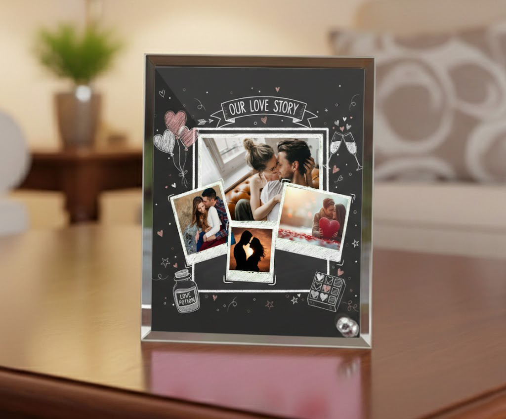 Tükrös szélű fotóüveg - Valentin - V03