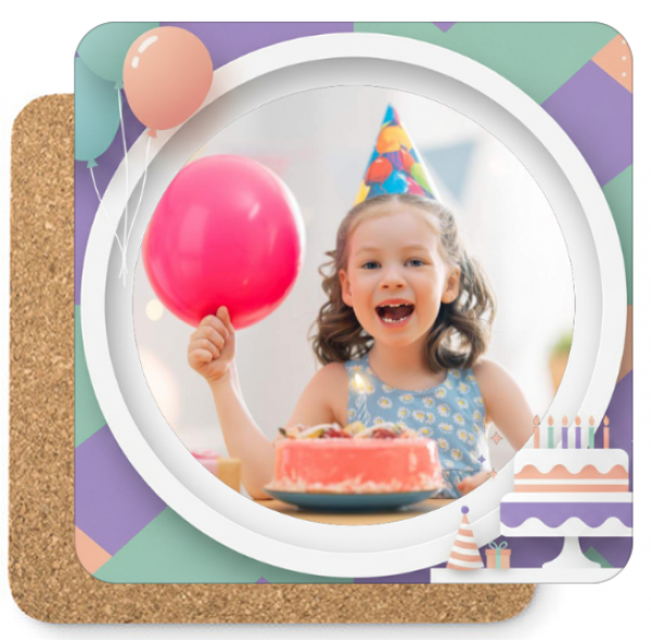 Fényképes Poháralátét - Születésnap - Torta