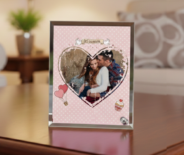 Tükrös szélű fotóüveg - Valentin - V02