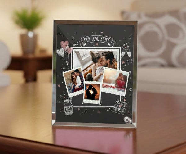 Tükrös szélű fotóüveg - Valentin - V03