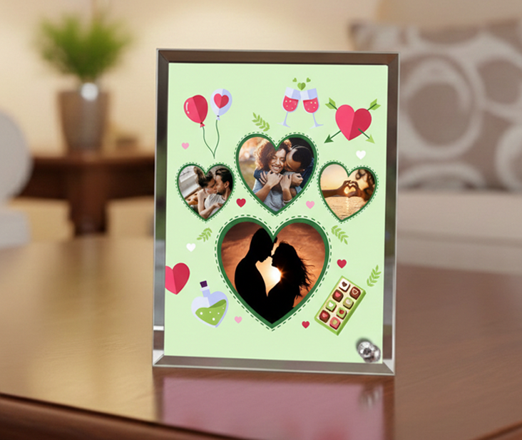 Tükrös szélű fotóüveg - Valentin - V04