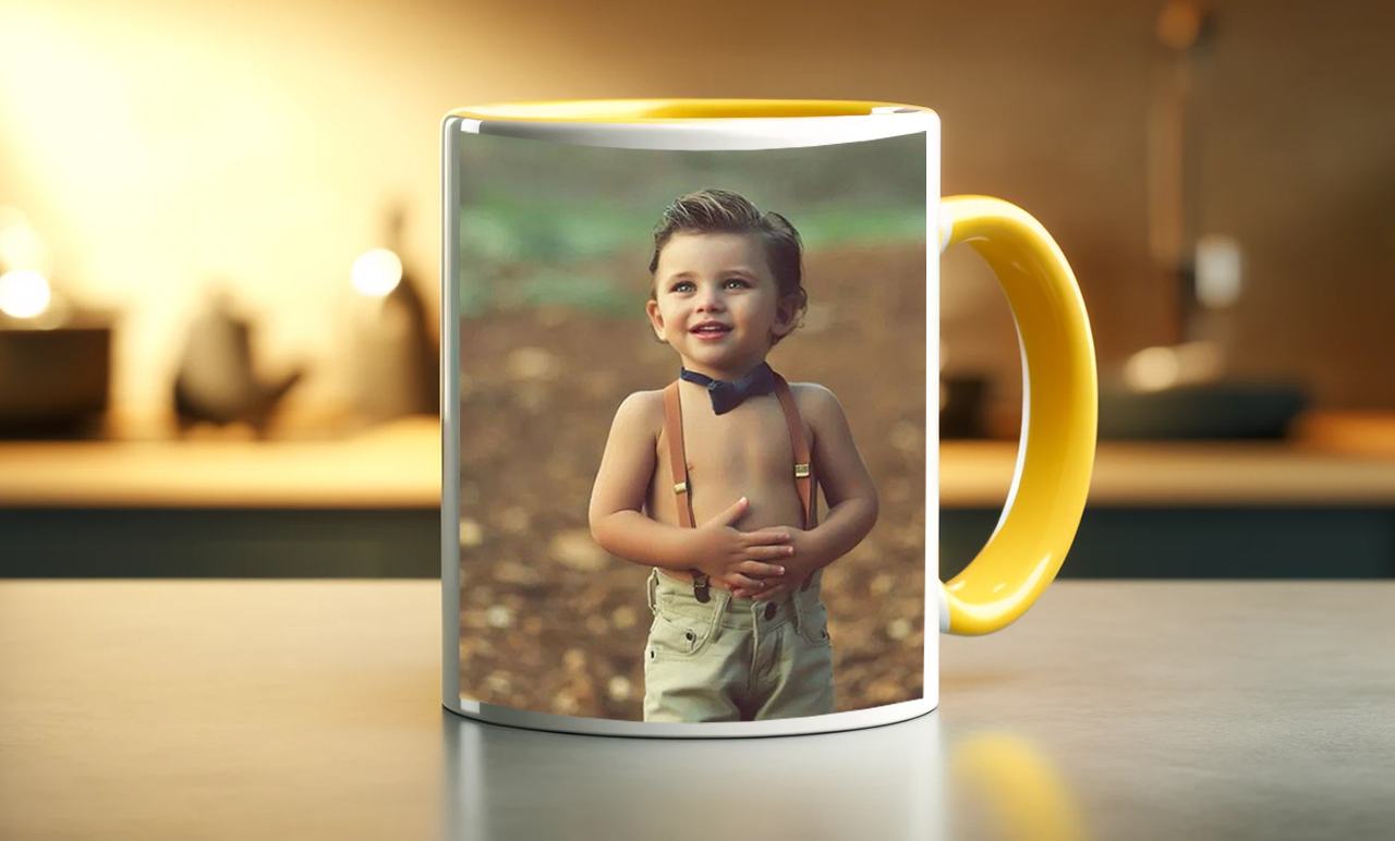 Fényképes Bögre - Színesbelsővel - Sárga - 3dl