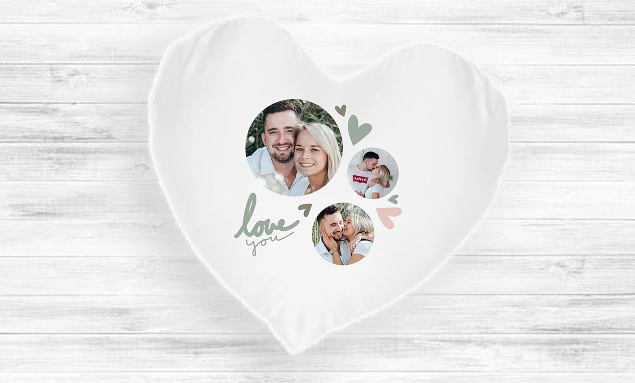 Fényképes Párna - 40x40 - Szívalakú - Fehér