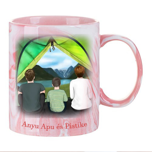 Fényképes bögre - márvány rózsaszin belsős - 3dl