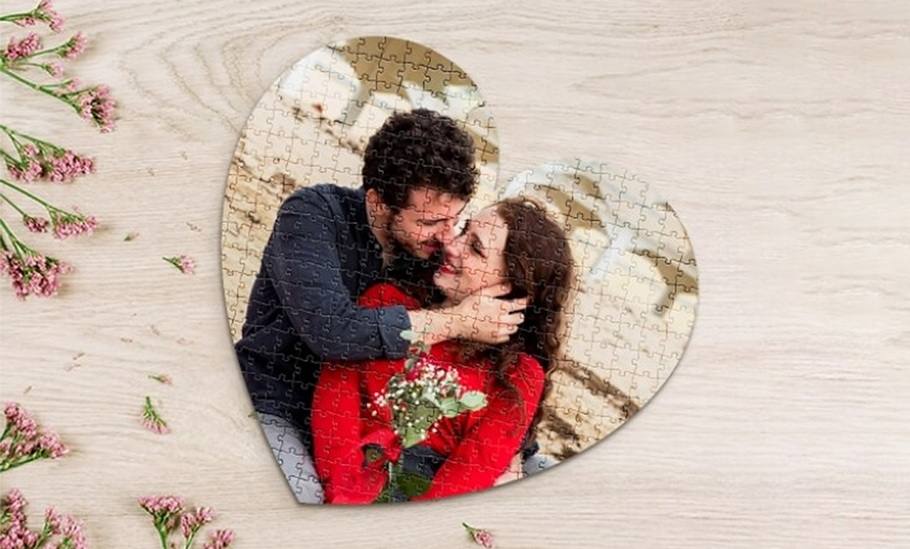 Fényképes szívalakú puzzle - A3