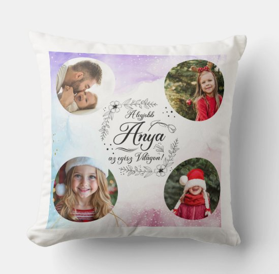 Egyedi fényképes párna - Család - Anya