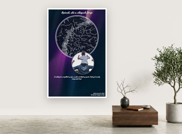 Csillagtérkép - Az univerzum üzenete (Apáknapja) - Saját fotóval - 20x30CM - Fotóposzter