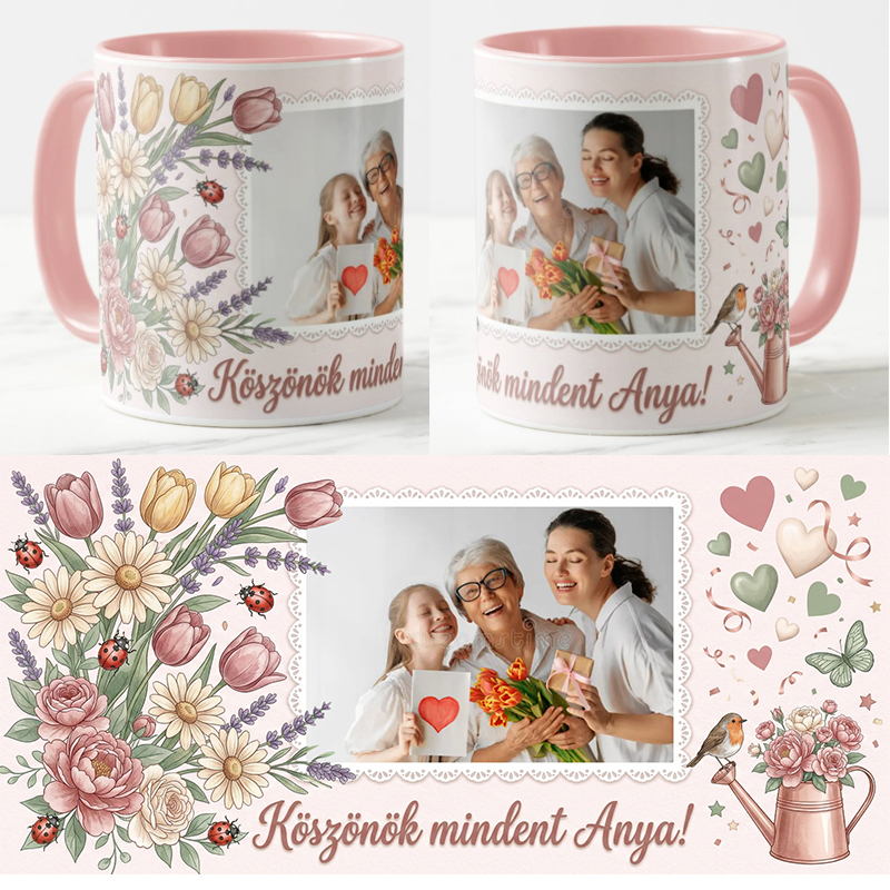 Egyedi fényképes Bögre - Anyáknapja - Katica