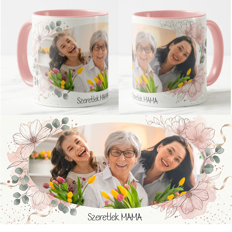 Egyedi fényképes Bögre - Anyáknapja - Szeretünk mama