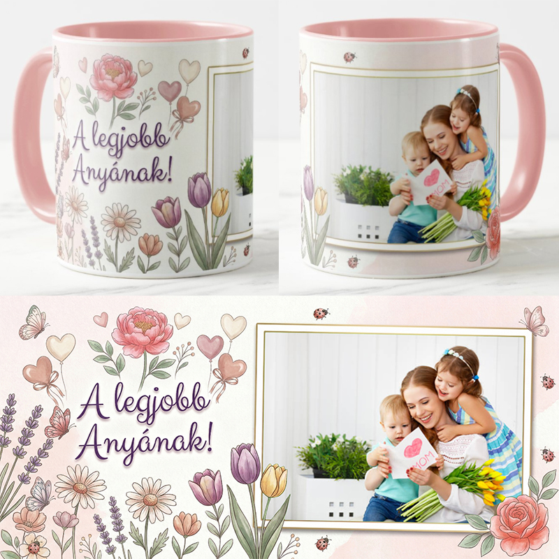 Egyedi fényképes Bögre - Anyáknapja - Tulipán kert