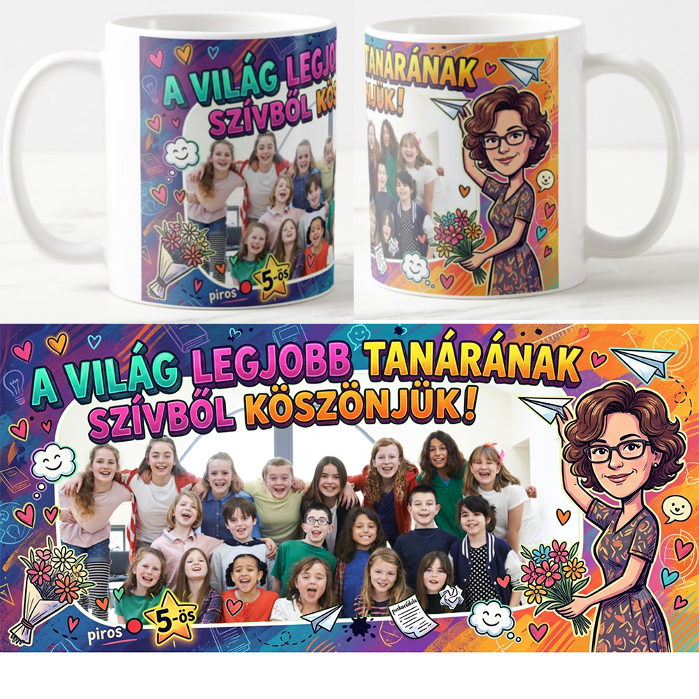 Egyedi fényképes Bögre - Pedagógusnap - A világ legjobb tanára