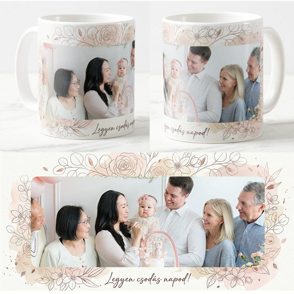 Egyedi fényképes Bögre - Szüeltésnap - SZ02