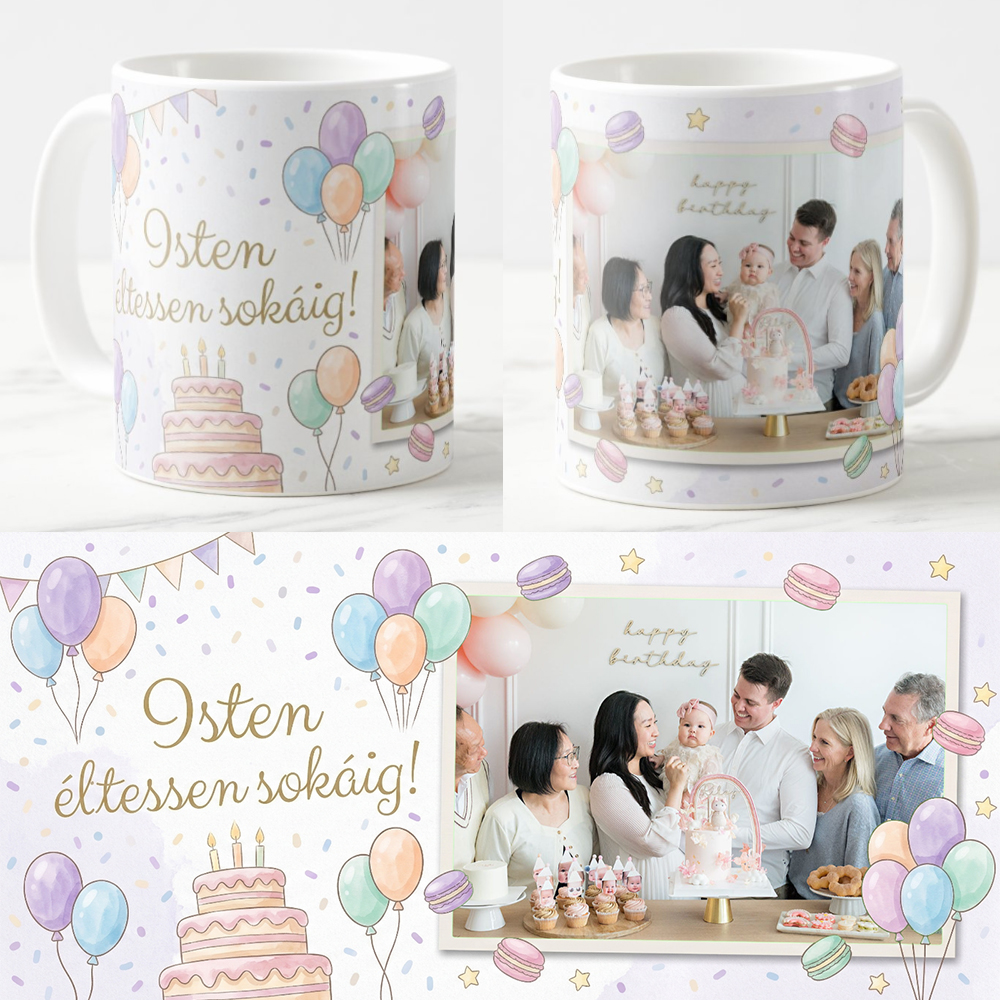 Egyedi fényképes Bögre - Szüeltésnap - SZ03