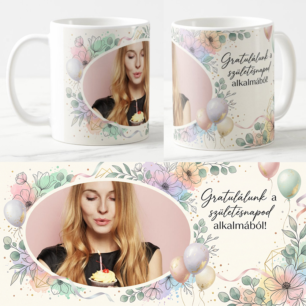Egyedi fényképes Bögre - Szüeltésnap - SZ05