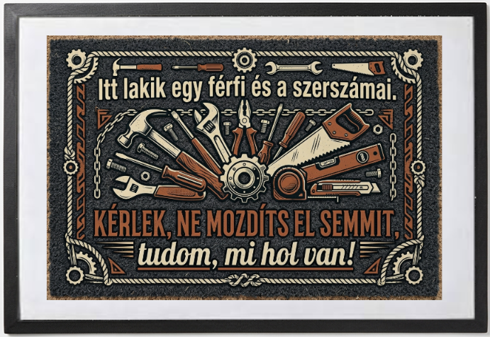 Egyedi fényképes Lábtörlő - Vicces -  Itt lakik egy férfi