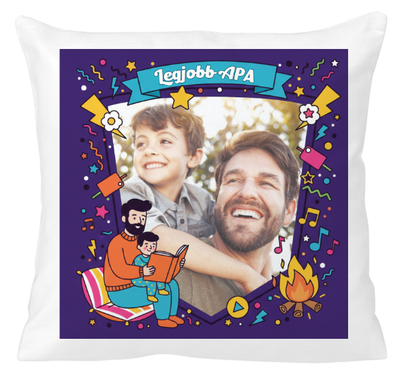 Egyedi fényképes párna - Apák napja - Mese olvasás