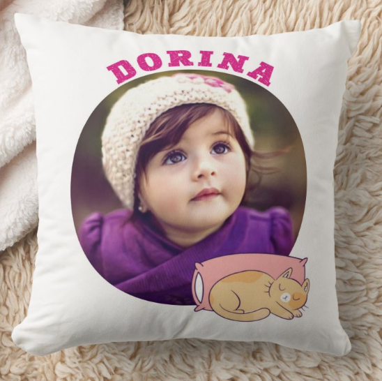 Egyedi fényképes párna - Gyerekminta -  Alvó cica