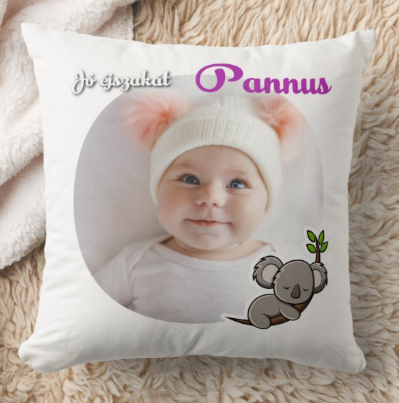 Egyedi fényképes párna - Gyerekminta -  Jó éjszakát koala
