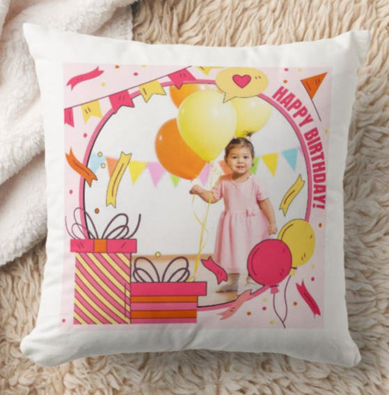 Egyedi fényképes párna - Születésnap -  Lufik (másolat)