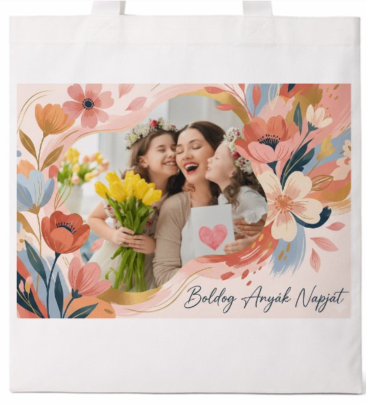 Fényképes bevásárló táska - Anyáknapja -  Virágkavalkád