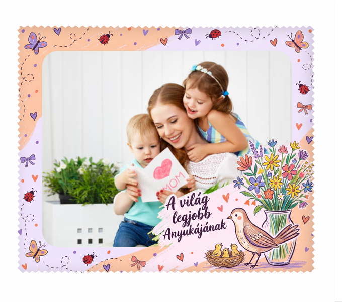 Fényképes szemüveg törlőkendő 15x18cm - Anyáknapja - Csibe anya
