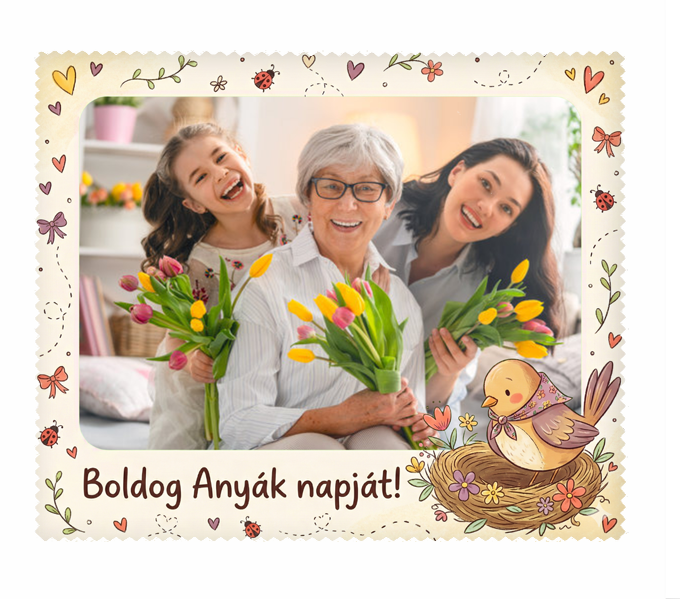 Fényképes szemüveg törlőkendő 15x18cm - Anyáknapja - Csibék