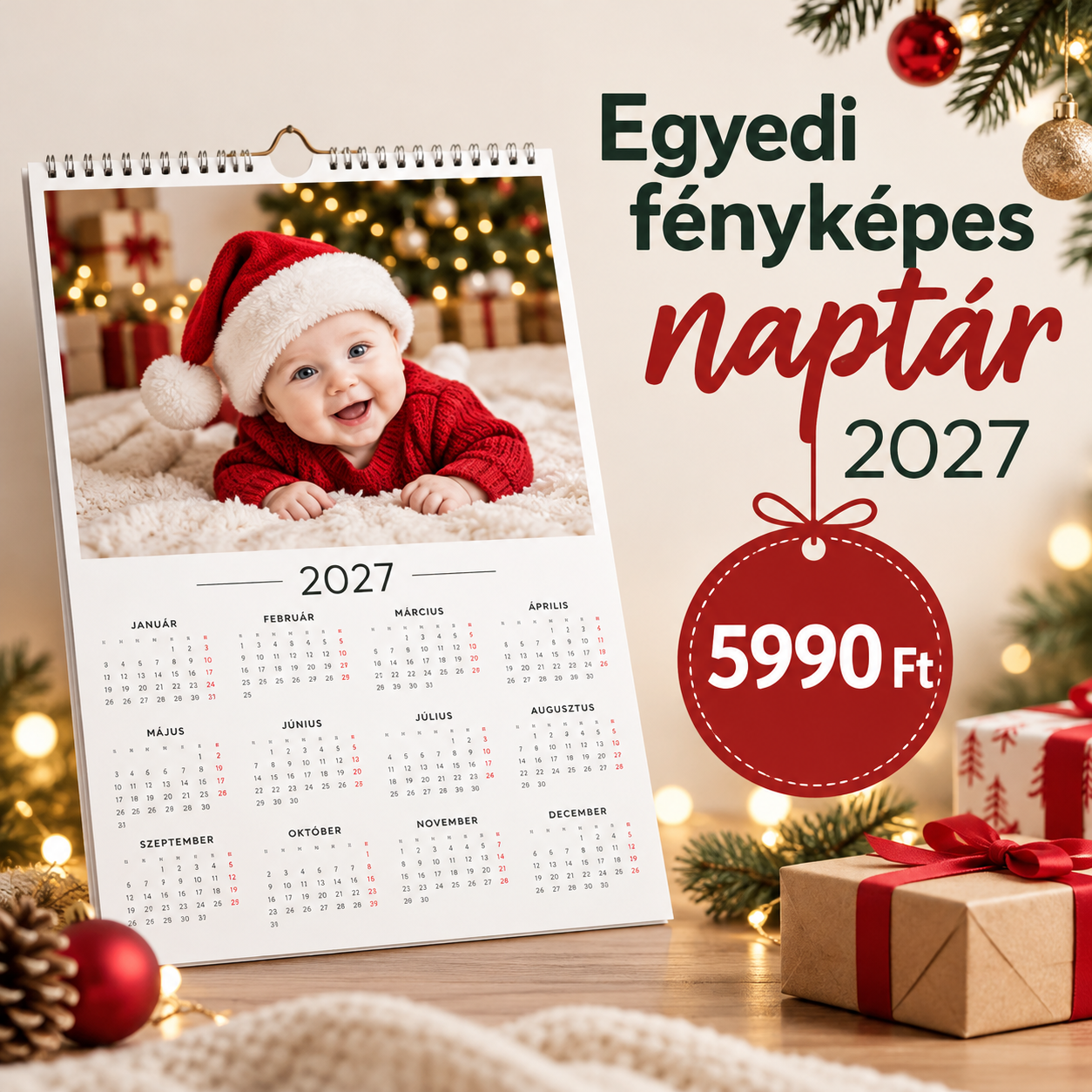 Egyedi fényképes karácsonyi naptár 2027